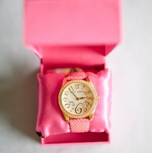 Pink snake skin gold Betsey Johnson Watch
